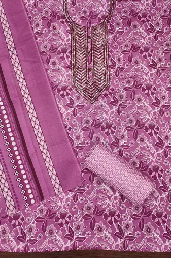 Women's multi embroiderd cotton dress material