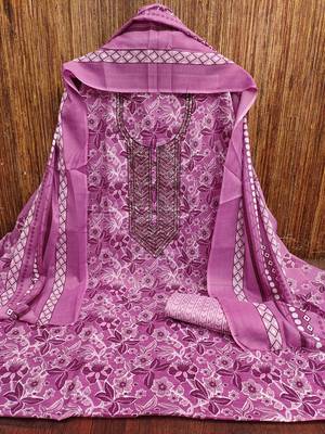 Women's multi embroiderd cotton dress material 3