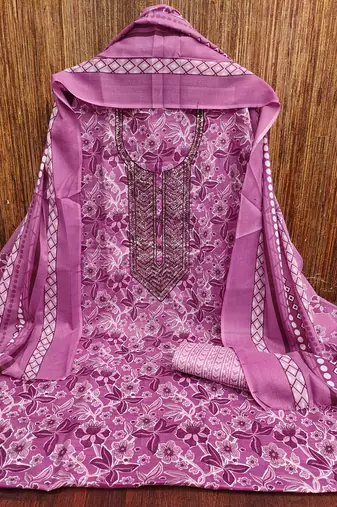 Women's multi embroiderd cotton dress material