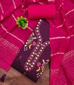 Women's purple embroiderd jaam cotton dress material