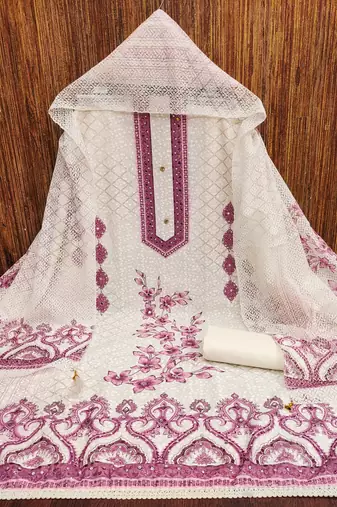 Women's multi embroiderd cotton dress material