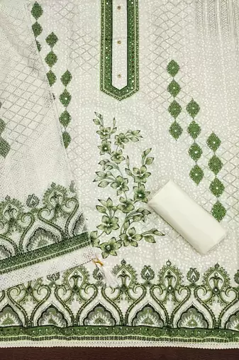 Women's multi embroiderd cotton dress material