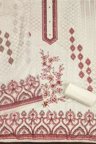 Women's multi embroiderd cotton dress material
