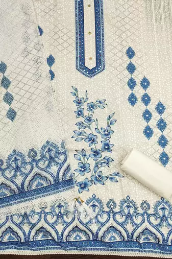 Women's multi embroiderd cotton dress material