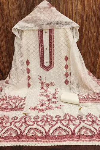 Women's multi embroiderd cotton dress material