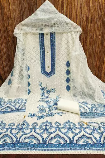 Women's multi embroiderd cotton dress material