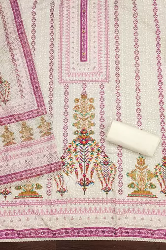 Women's multi embroiderd cotton dress material
