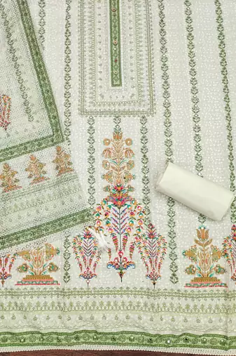 Women's multi embroiderd cotton dress material