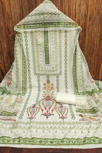 Women's multi embroiderd cotton dress material