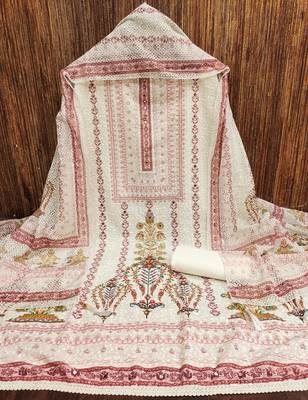 Women's multi embroiderd cotton dress material 3