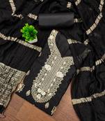 Women's black unstitched embroiderd pc cotton dress material 