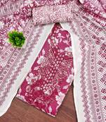 Women's magenta gala work cotton dress material