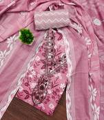 Women's purple gala work cotton dress material