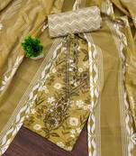 Women's mehandi gala work cotton dress material