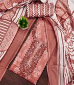 Women's peach gala work cotton dress material