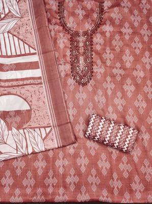 Women's peach gala work cotton dress material 2