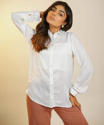 white printed italian sathin shirt 1