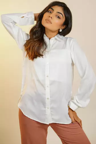 white printed italian sathin shirt