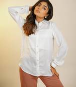 white printed italian sathin shirt