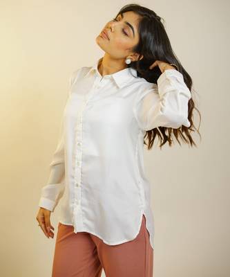 white printed italian sathin shirt 2