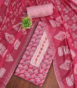 Women's pink gala work cotton dress material