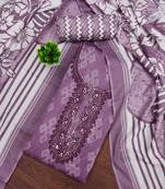Women's purple gala work cotton dress material