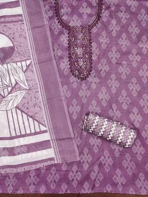 Women's purple gala work cotton dress material 2