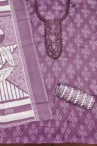 Women's purple gala work cotton dress material