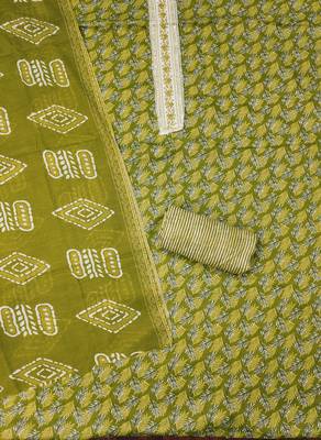 Women's green gala work cotton dress material 2