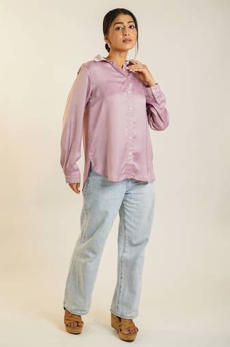 Blue printed italin sathin shirt