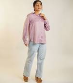 Blue printed italin sathin shirt