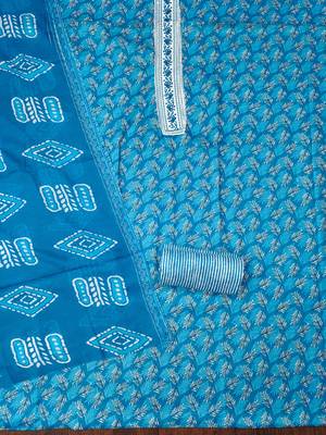Women's blue gala work cotton dress material 2