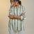 Green printed satin strped shirt
