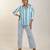 Blue printed linen digital printed