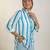 Blue printed linen digital printed