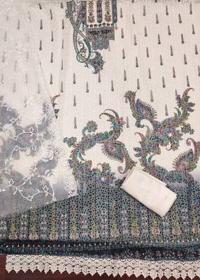 Women's multi embroidered georgette dress material 2