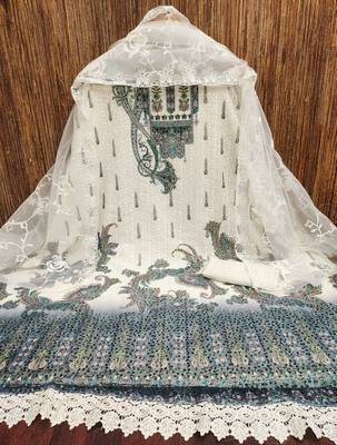 Women's multi embroidered georgette dress material 3