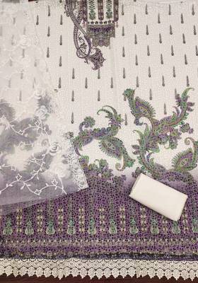 Women's multi embroidered georgette dress material 2