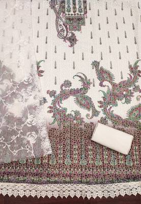Women's multi embroidered georgette dress material 2