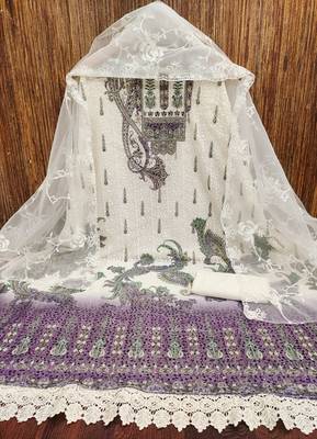 Women's multi embroidered georgette dress material 3