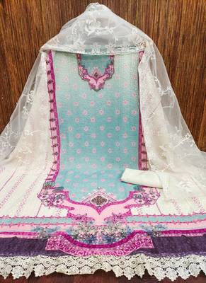 Women's multi embroidered georgette dress material 3