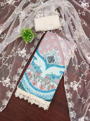 Women's multi embroidered georgette dress material 1