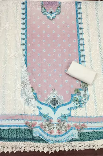 Women's multi embroidered georgette dress material