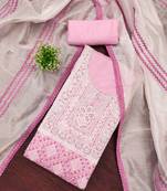 Women's multi unstitched embroidered modal silk dress material 