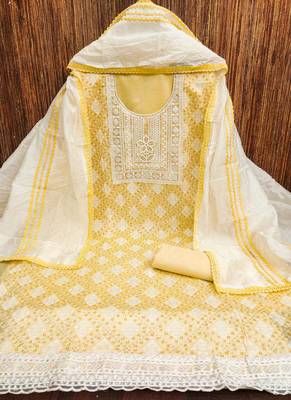 Women's multi embroidered modal silk dress material 3