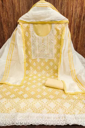Women's multi embroidered modal silk dress material