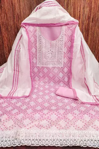 Women's multi unstitched embroidered modal silk dress material 