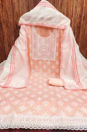 Women's multi embroidered modal silk dress material