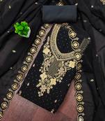 Women's black embroidered georgette dress material