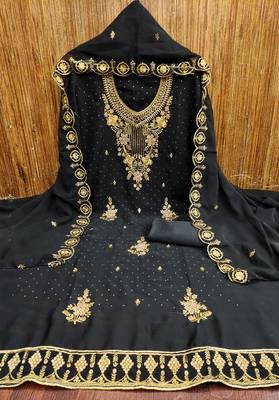 Women's black embroidered georgette dress material 3
